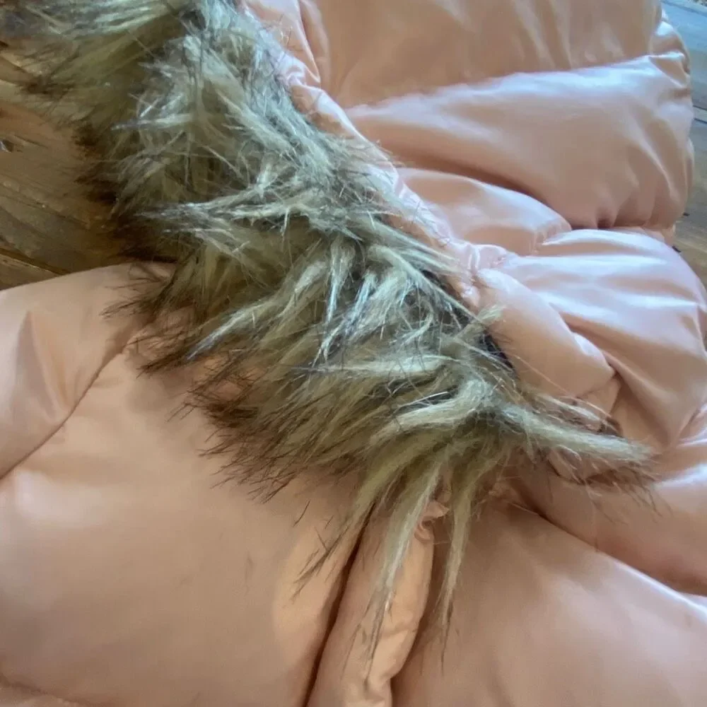 Gap Winter Bubble Coat Pink w Detachable Fur Hood Size 5